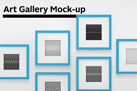 Art Gallery Mock-up ~ Product Mockups #mock-up #frame #gallery #mock #showcase #photo #minimalism #clean #exhibition #wave #wall #up #sound #art #painting #blue