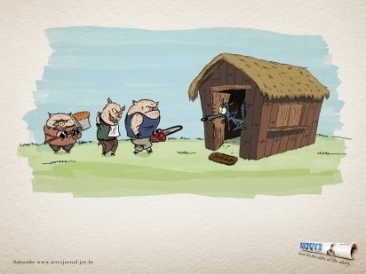 I Believe in Advertising | ONLY SELECTED ADVERTISING | Advertising Blog & Community » Novo Jornal: Three Little Pigs, Little red riding hood, Snow Wh #advertising