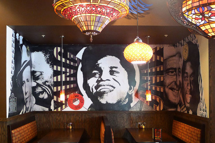 Mellow Mushroom Small Mural #mushroom #mural #painting #records #pasting #cincinnati #king #mellow #wheat