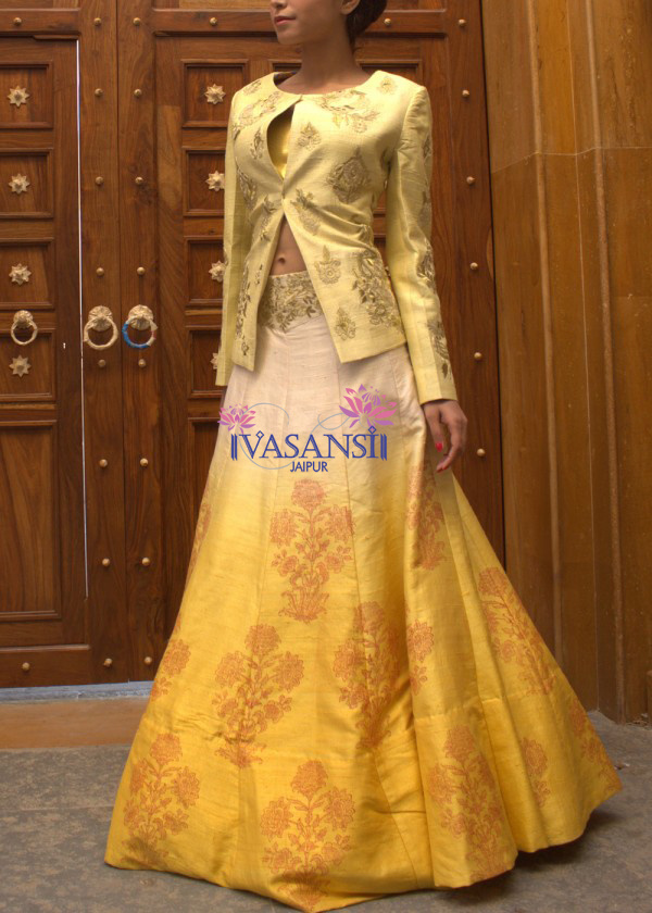 Vasansi Yellow Raw Silk Lehengas