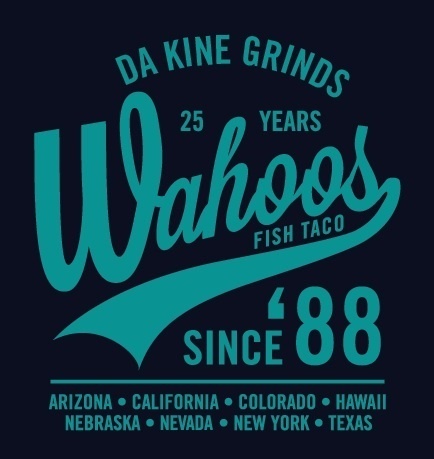Wahoo's Fish Taco 25th anniversary #script #apparel #shirt #wahoos #typography