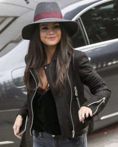 Pretty Selena Gomez Biker Black Jacket | Top Celebs Jackets