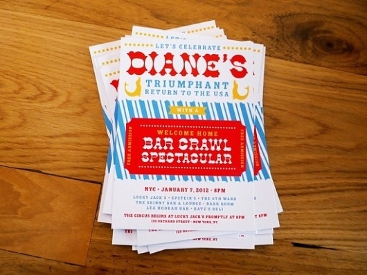 Circus-Theme Bar Crawl Party Invitations | Oh So Beautiful Paper #invitation #design #graphic #circus #wood #type #typography