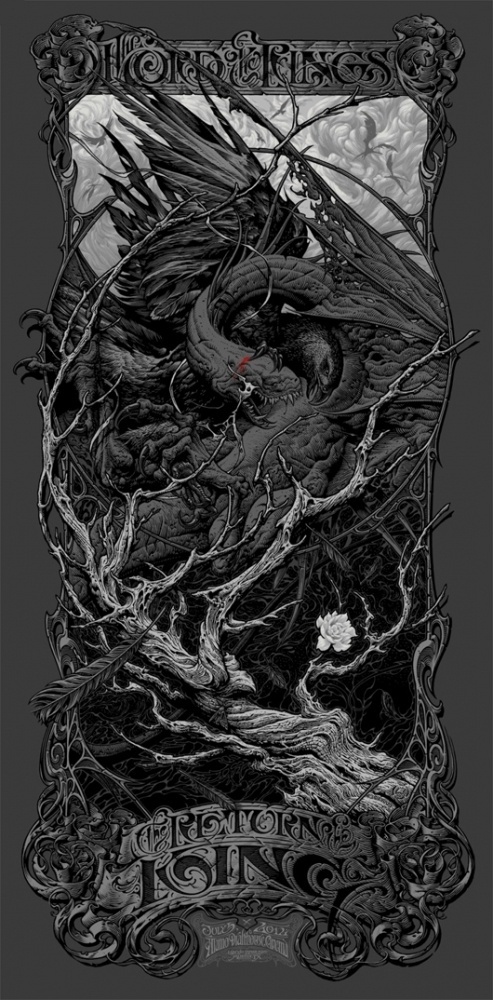 Aaron Horkey – Lord of the Rings Return of the King Variant | /Film #rings #of #lord #the #illustration #poster #horkey #type #typography