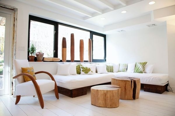 Lyndsay Caleo's home with wood stumps #wood #furniture #stumps