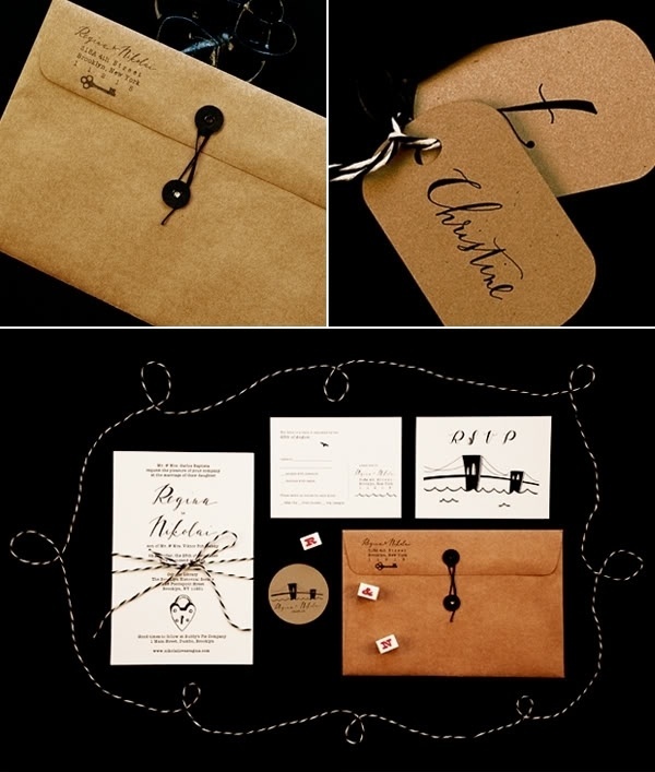 Whimsical Stationery from Papermade | Snippet & Ink #black #stringbutton #invitations #kraft #invites