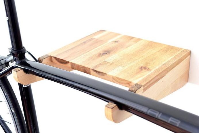 bike shelf / wooden bike rack / bike wall mount / bike hook / image 0