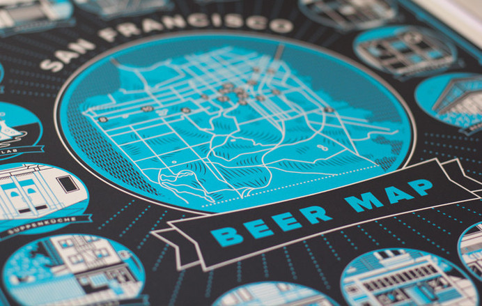San Francisco Beer Map - Loren Purcell For The Bold Italic (Printed by Bloom Press) #poster #beer #illustration #map #sf #san francisco #ci