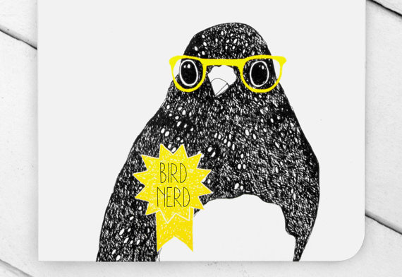 Bird Nerd Greeting Card van ThePaperbirdSociety op Etsy #illustration #bird #etsy #nerd