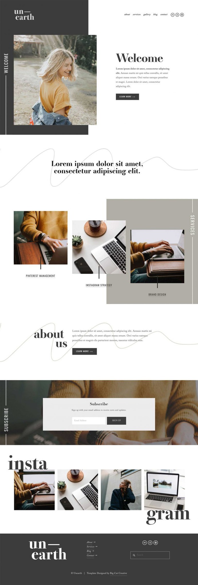 Squarespace Template: Unearth