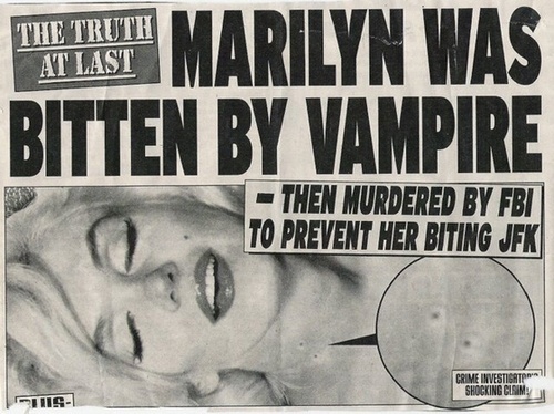 coqueterías - freecocaine: (via milkwithknivez, blueladybird) #vampires #paper #vintage #marilyn