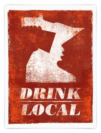Drink Local MN - Andrew Kiekhafer #beer #red #drink #alcohol #minnesota #screenprint #illustration #poster #local
