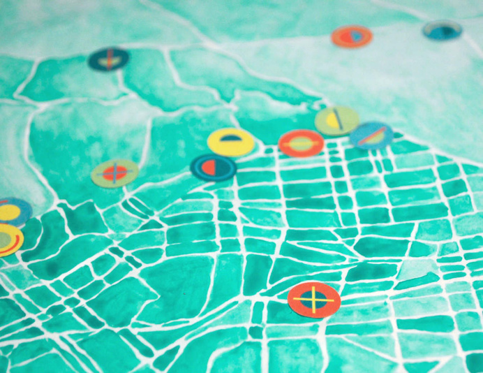 Watercolor Atlas #map #icons #watercolor #losangeles #geography #design