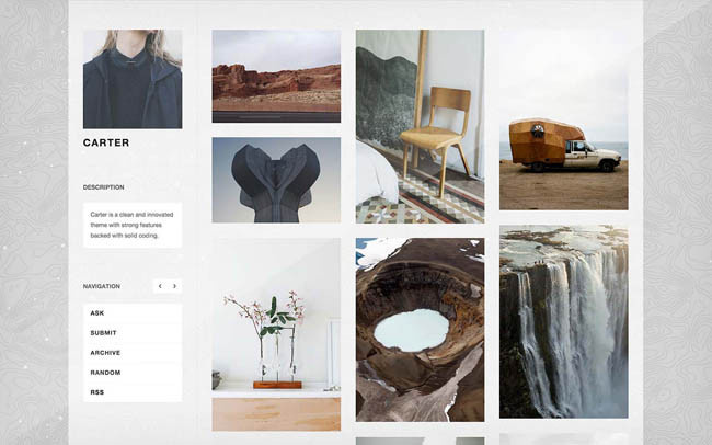 Carter : Free Customizable Tumblr Theme