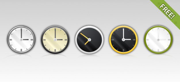 Free 5 psd clock icons Free Psd. See more inspiration related to Clock, Icons, Illustration, Watch, Psd, Clock icon and Horizontal on Freepik.