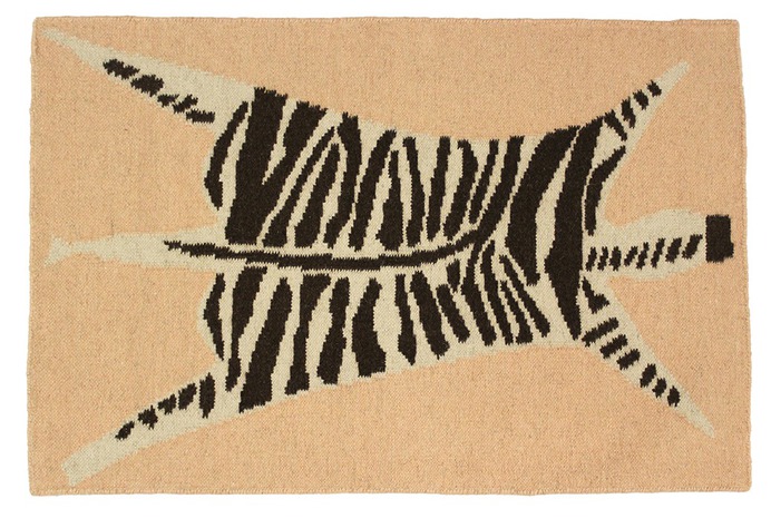 Wool Flat Weave Zebra Rug