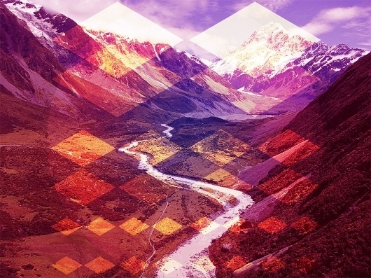 Lou Madhu #abstract #orange #geometric #landscape #diamonds #lou #purple #madhu #mountains
