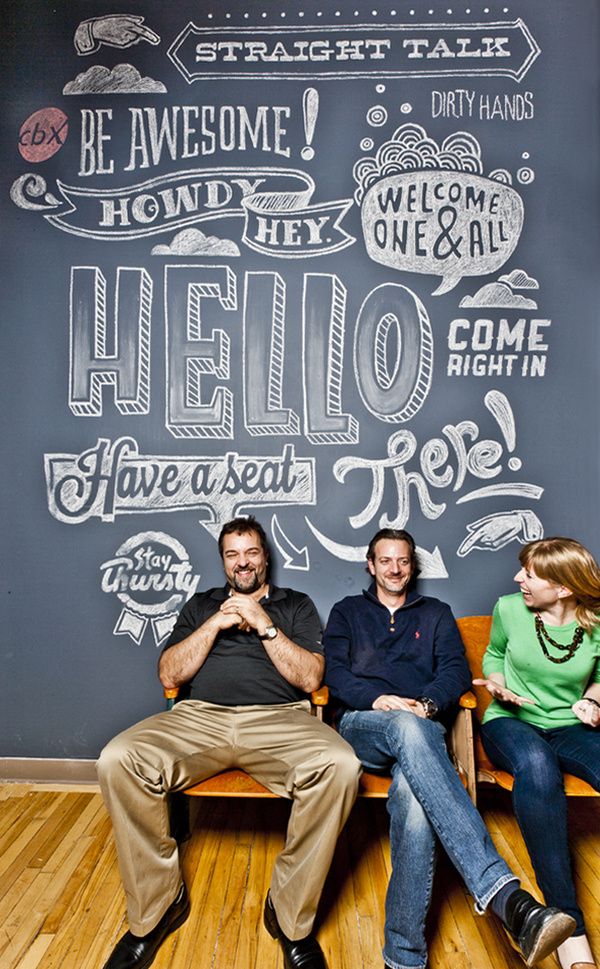 Inside the Studio: Behind the big red curtain at CBX NYC with Rick Barrack xe2x80x94 The Dieline | Inspiration DE #wall #art #typography