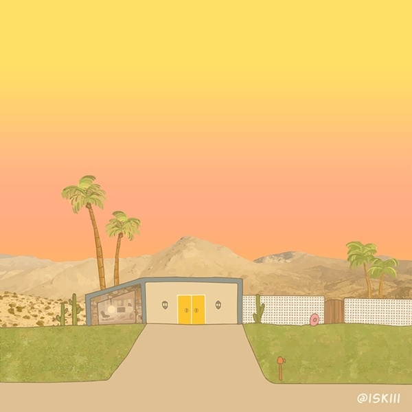 mid-century modern series #1: palm springs. illustration by @ISKIII www.iskistudio.com