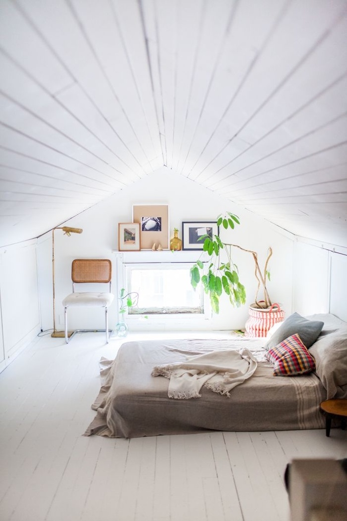 Attic bedroom. Via designsponge.com. #bedroom #attic