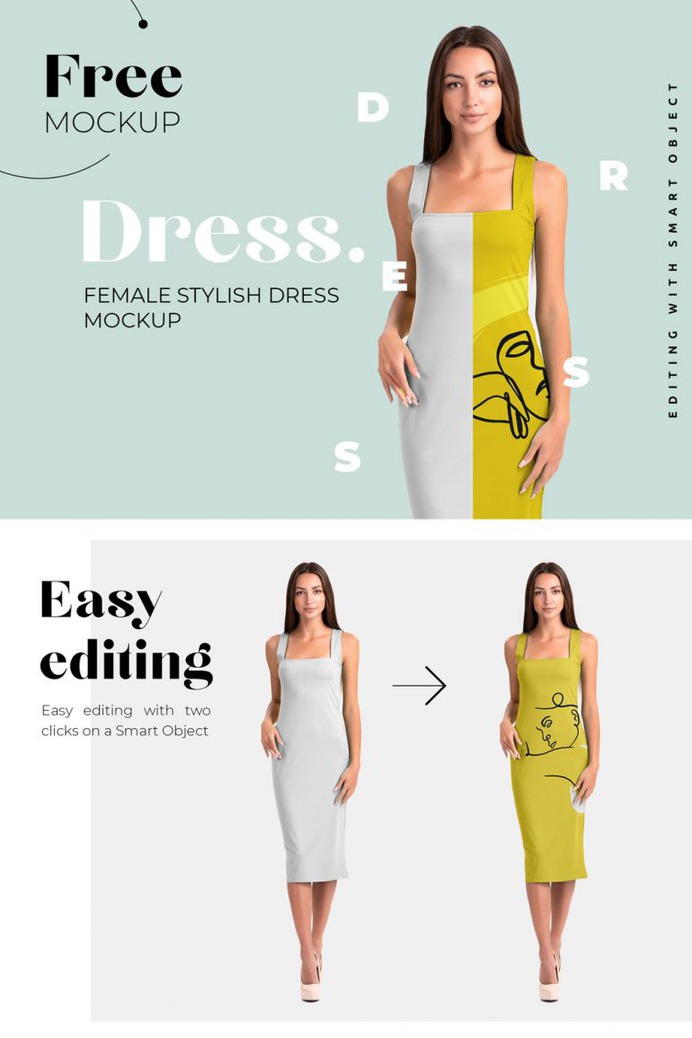 Free Elegant Dress Mockup for Fabric Designers