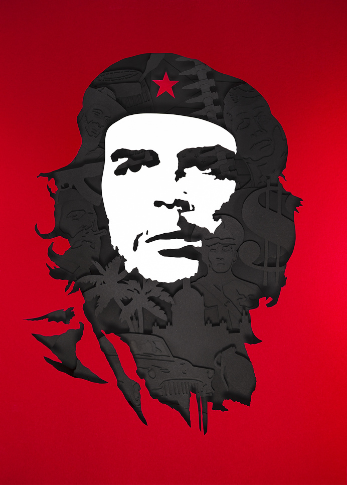 Portrait Series 1 #ernesto #che #guevarra #illustration #papercut #handcrafted #tactile #revolution #cuba #portrait #series