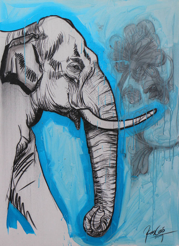 Acrylic 2014 Painting "Majesty IX" #drawing #elephant