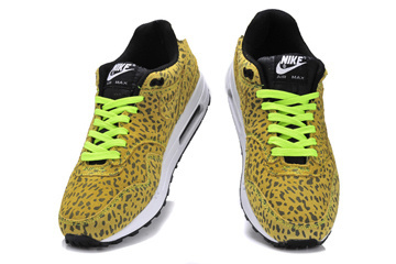 Men Sports Shoes Air Max 1 FB in Yellow Leopord - Volt/White and Black Colorways #shoes