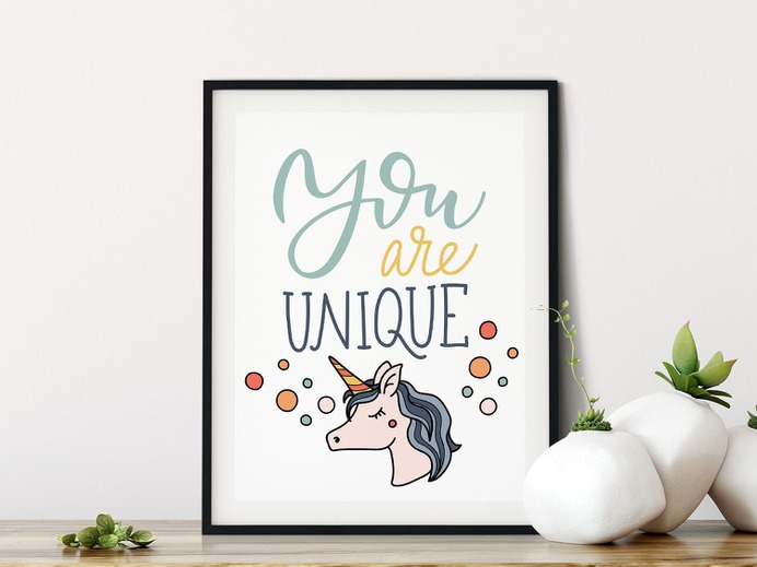 You Are Unique Nursery Kids Wall Art – Pikstok