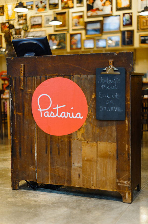 Pastaria brand identity design #logotype #circle #script #red #orange #monoweight #logo #typography
