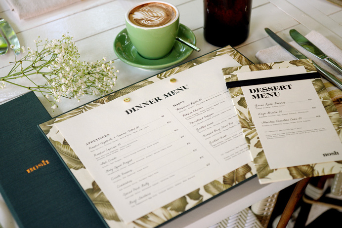 Nosh restaurant corporate design logo logotype branding identity deluxe luxury bar by Darling Visual Communications singapore mindsparkle ma