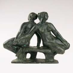 Bronze sculpture group, 'The two sisters'. Klaus Schwabe