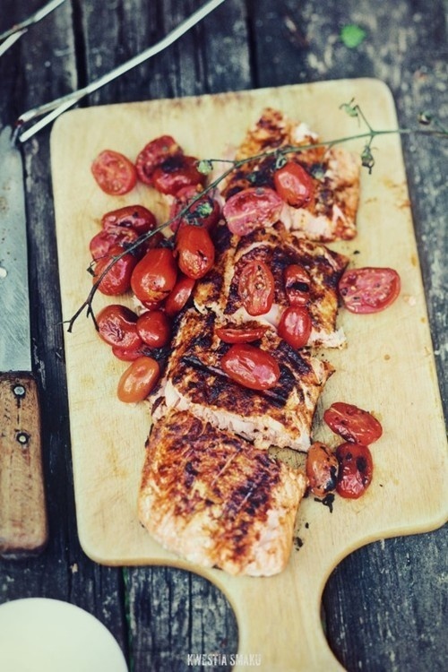grilled salmon . cherry tomatoes #photography #food