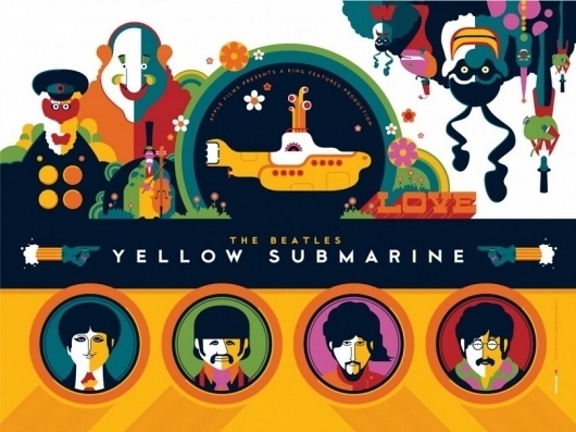 Dark Hall Mansion > FIRST EVER OFFICIALLY LICENSED BEATLES YELLOW SUBMARINE ART PRINT FOLIOS GO ON SALE MAY 29th! #beatles #yellow #tom #illustration #submarine #whalen
