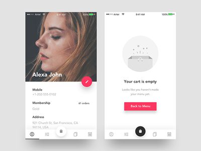 Food app profile & empty cart #profile #picture