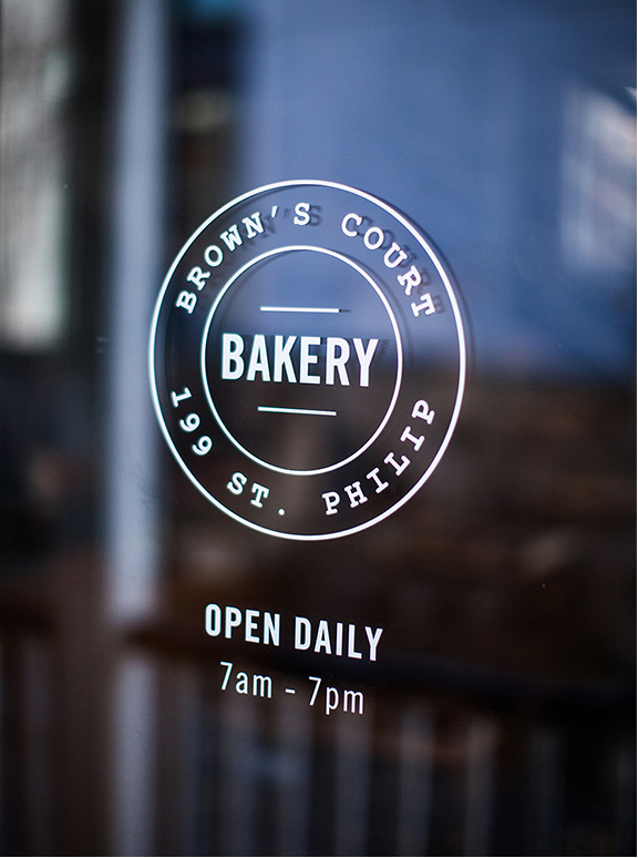 Brown's Court Bakery Window Graphics | Nudge #design #typography #branding #stamp #bakery