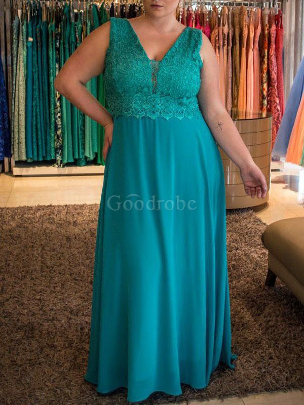 Robe de bal naturel jusqu'au sol decoration en fleur de col en v lache