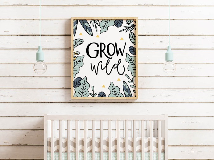 Grow Wild Text Nursery Kids Wall Art – Pikstok