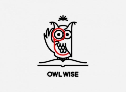 Owl Wise Mark (mkn design - Michael Nÿkamp) #monicle #red #owl #wise #eyes #book #smart #illustration