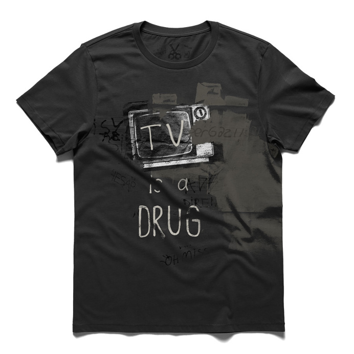 #tv is a drug #gray #tee #tshirt #television #drug #typo #graffiti #media #wall