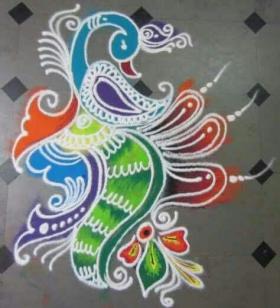 Elegant peacock rangoli