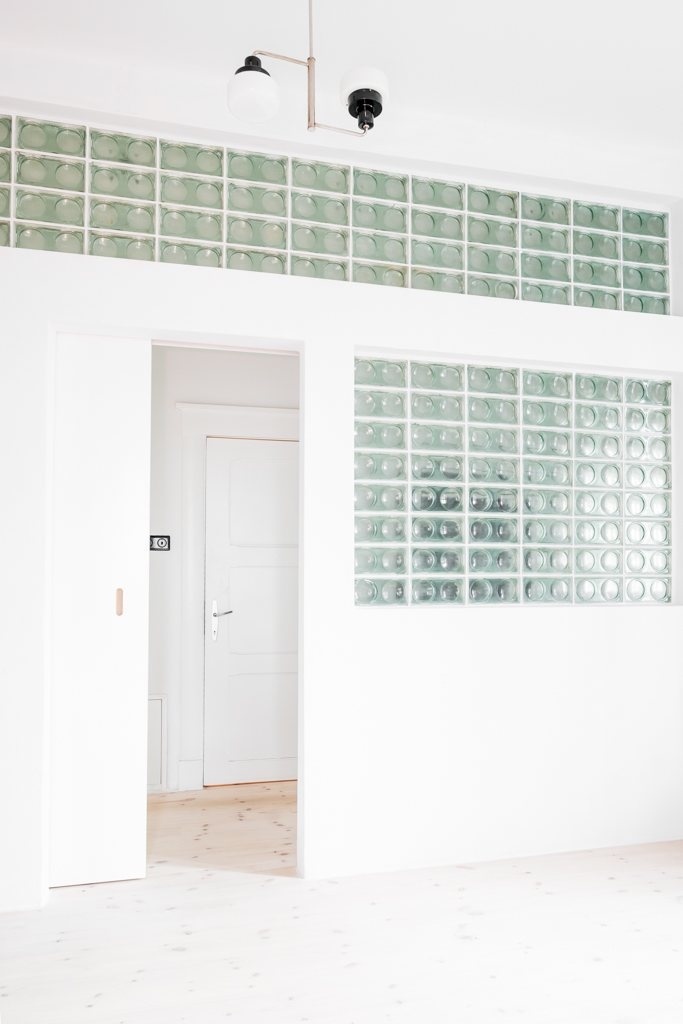 Glass brick windows. House from the 20's by Jacek Kolasiński. Photo by Karolina Bąk. #jacekkolasinski #interiordesign #glassbrick