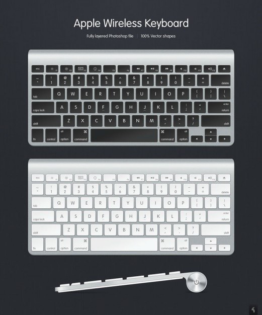 Apple wireless keyboards in two colors Free Psd. See more inspiration related to Computer, Apple, Colors, Psd, Keyboard, View, Material, Wireless, Vertical, Two, Shutdown, Apple computer, Keyboards, Psd material and Lateral on Freepik.