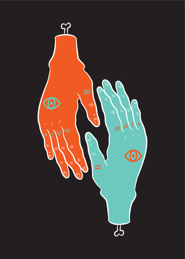 HÄNDER : Sara Andreasson #red #print #orange #symmetry #illustration #tattoo #poster #hands #blue