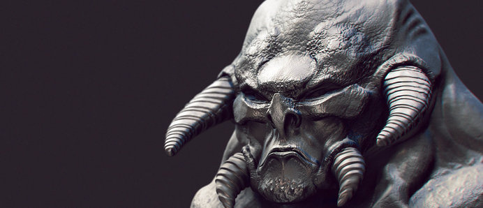 ArtStation - Mean Martian, jim banne #computer #mean #fantasy #generated #cgi #silver #design #texture #horns #art #monster #face