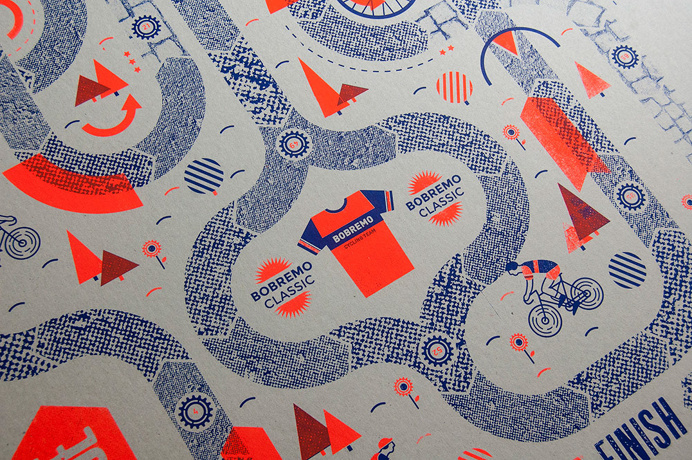 made by david boon - cycling board game - screenprinting - 2 colors