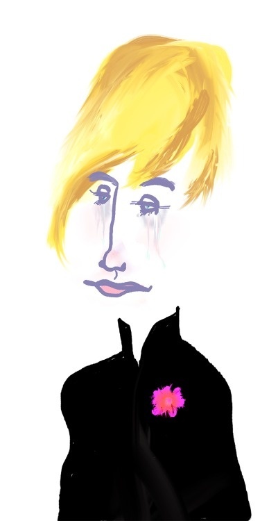 Gyász #mourning #cry #black #drawing #illustration #pink #flower #character