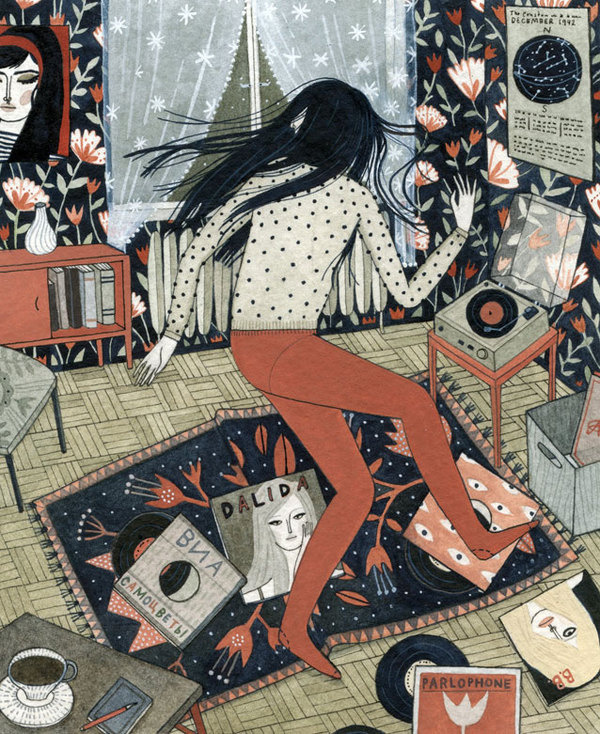 dance party for one yelena bryksenkova #music #illustration #dance #room