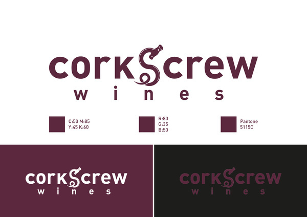Corkscrew Logo/CorporateID #wine #grape #corporate #screw #logo