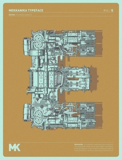 Riccardo Sabatini: Mekkanika Experimental Typeface | Tundra Blog #typography